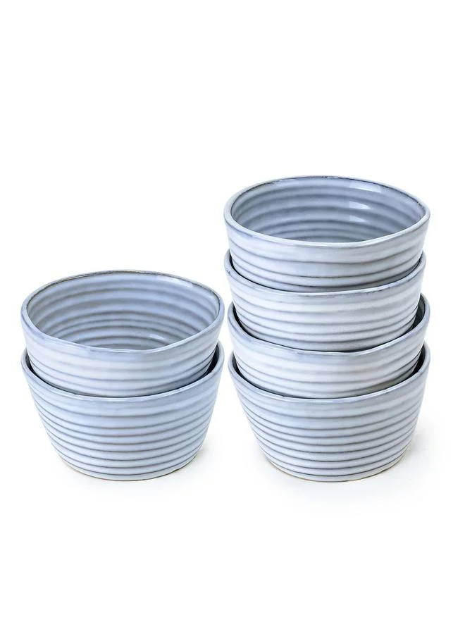 كويزين أرت طقم من 6 قطع - وعاء تيا حجري فاخر - 12 سم، أزرق